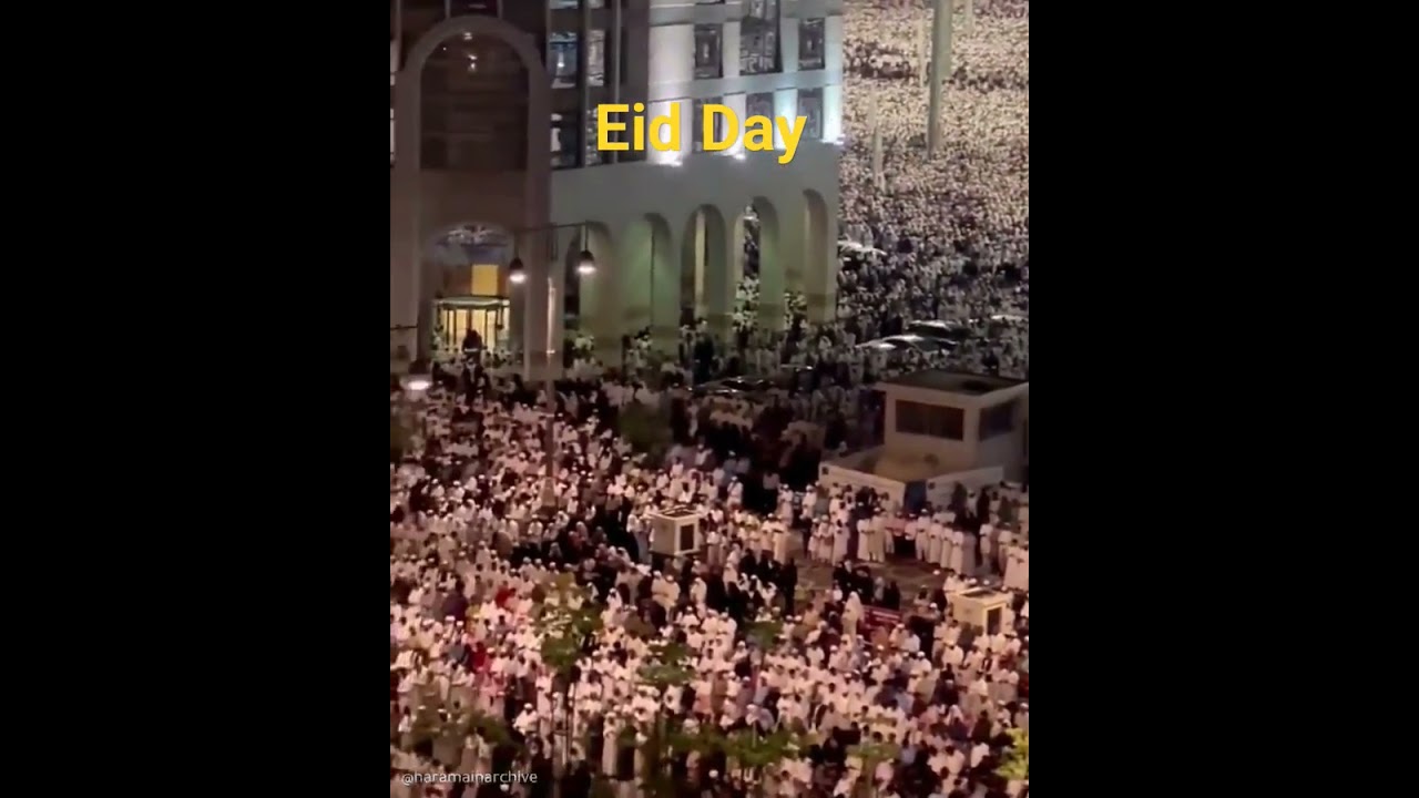 Masjid Nabawi Sharif Aerial View Eid Al Fitr Day Fajr Prayer in Madinah Haram